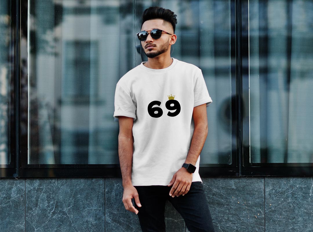 Tシャツ メンズ 半袖 ホワイト 無地 デザイン M ティーシャツ T shirt 032000 誕生日 記念日 69 歳 kabekore-11398671 kabeコレ サンプル画像3