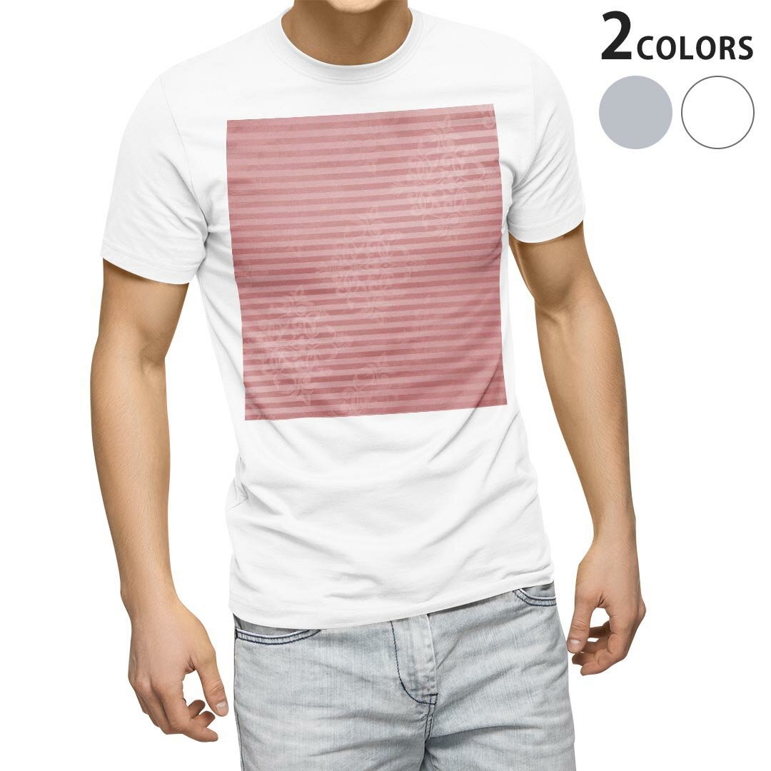 PORTER - Tシャツ メンズ 半袖 ホワイト グレー デザイン S M L XL 2XL Tシャツ ティーシャツ T shirt 002006 エレガント　ボーダー　ピンク