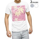 Tシャツ メンズ 半袖 ホワイト グレー デザイン S M L XL 2XL Tシャツ ティーシャツ T shirt 002476 紅葉 イラスト ピンク