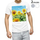 Tシャツ メンズ 半袖 ホワイト グレー デザイン S M L XL 2XL Tシャツ ティーシャツ T shirt 002501 花 ひまわり 写真