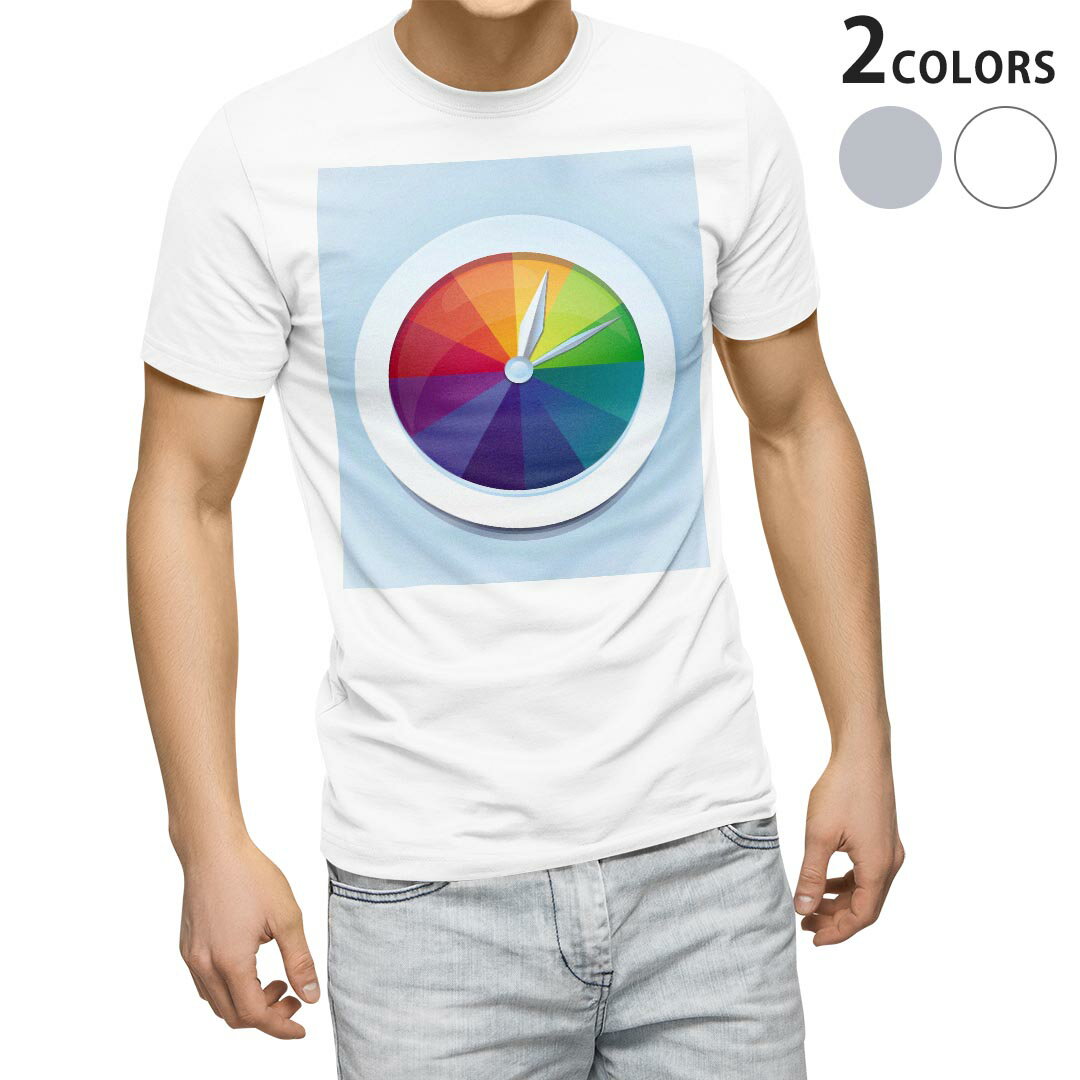 Tシャツ メンズ 半袖 ホワイト グレー デザイン S M L XL 2XL Tシャツ ティーシャツ T shirt 002551 カラフル　時計　シンプル