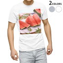 Tシャツ メンズ 半袖 ホワイト グレー デザイン S M L XL 2XL Tシャツ ティーシャツ T shirt 002779 夏 スイカ 写真