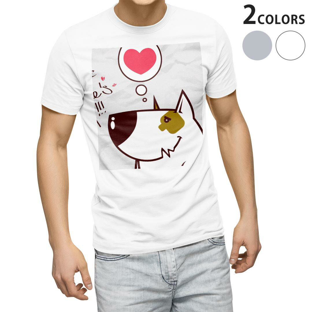 Character - Tシャツ メンズ 半袖 ホワイト グレー デザイン S M L XL 2XL Tシャツ ティーシャツ T shirt 003372 動物　キャラクター　ハート