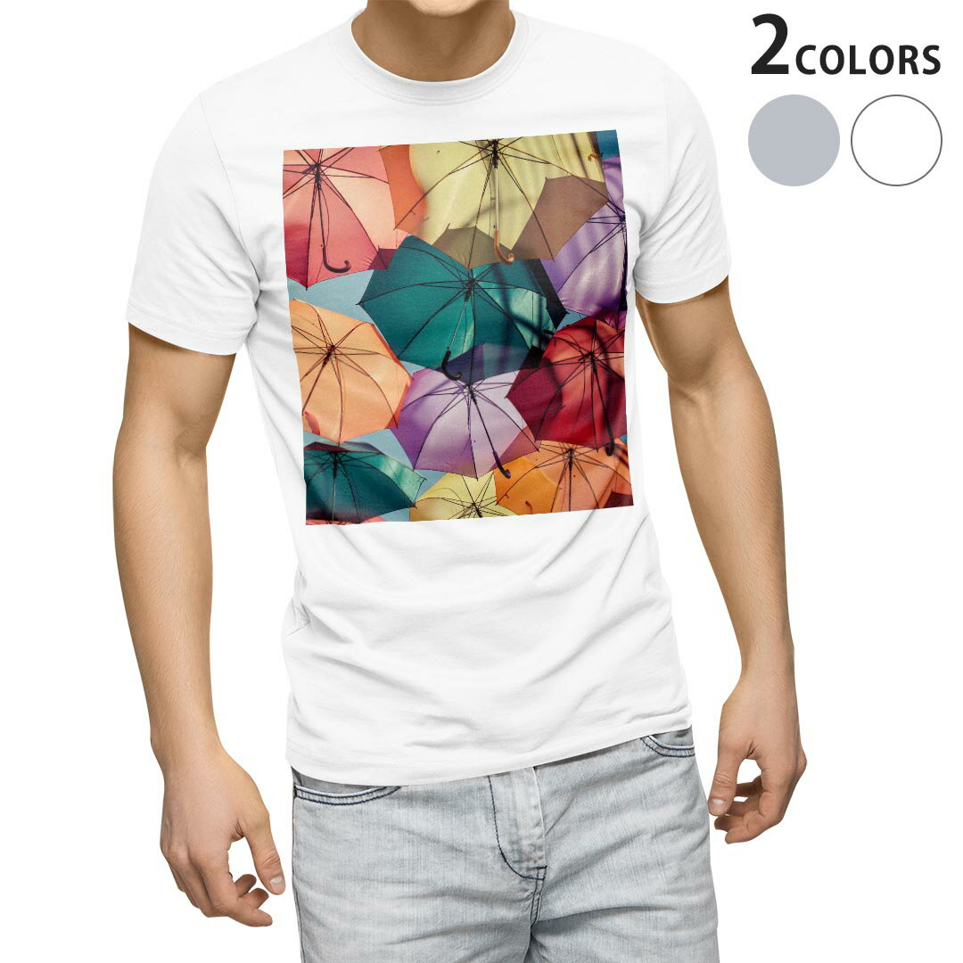 Tシャツ メンズ 半袖 ホワイト グレー デザイン S M L XL 2XL Tシャツ ティーシャツ T shirt 003593 傘..