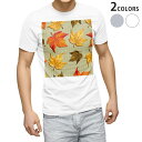 Tシャツ メンズ 半袖 ホワイト グレー デザイン S M L XL 2XL Tシャツ ティーシャツ T shirt 003724 紅葉 秋 イラスト