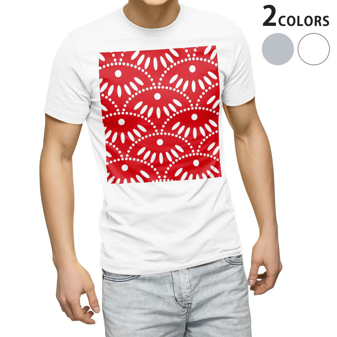 Tシャツ メンズ 半袖 ホワイト グレー デザイン S M L XL 2XL Tシャツ ティーシャツ T shirt 003727 模様 赤 白