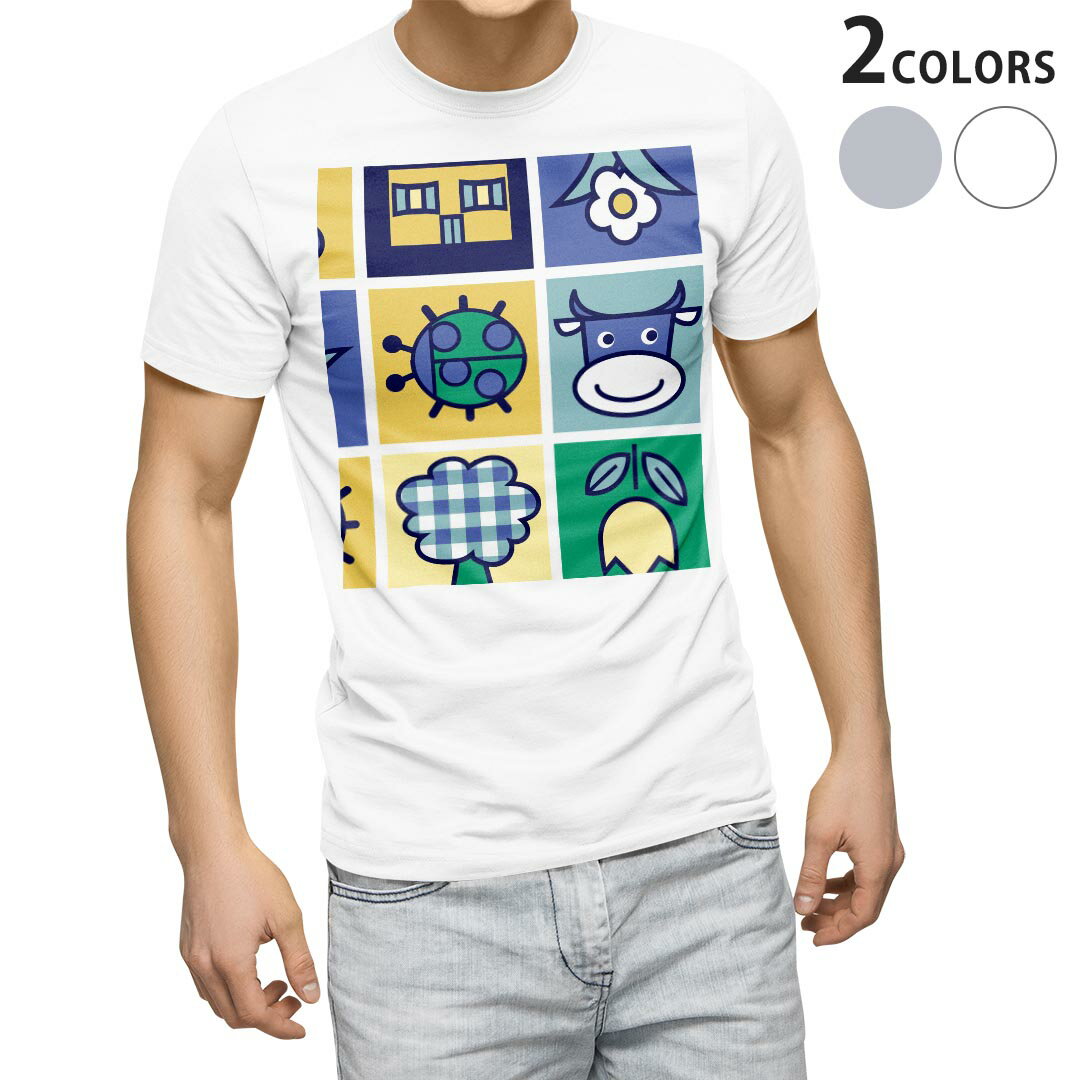 Tシャツ メンズ 半袖 ホワイト グレー デザイン S M L XL 2XL Tシャツ ティーシャツ T shirt 003780 動物 キャラクター 青