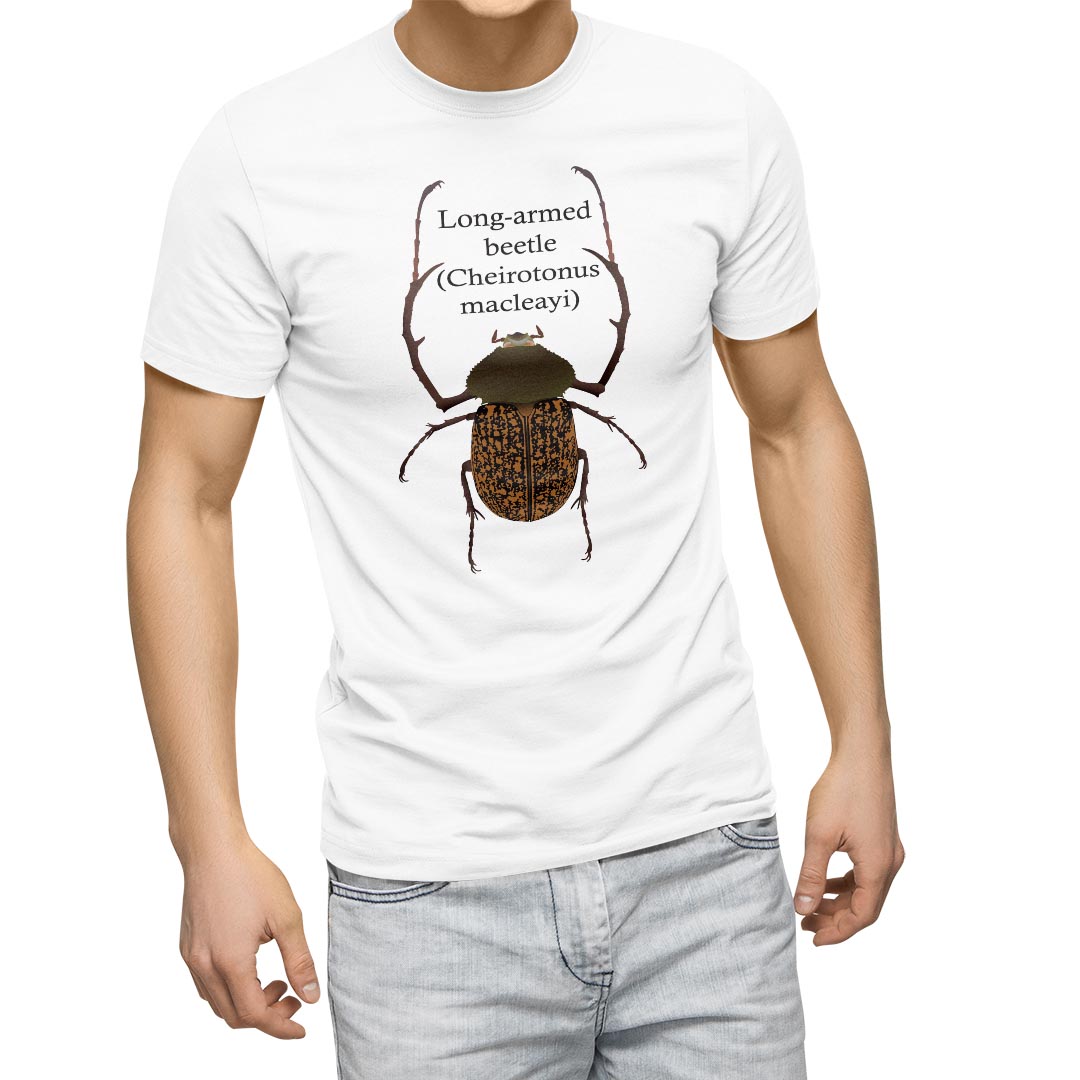 Tシャツ メンズ 半袖 ホワイト グレー デザイン S M L XL 2XL Tシャツ ティーシャツ T shirt 020019 虫 手長カブトムシ(4.0)