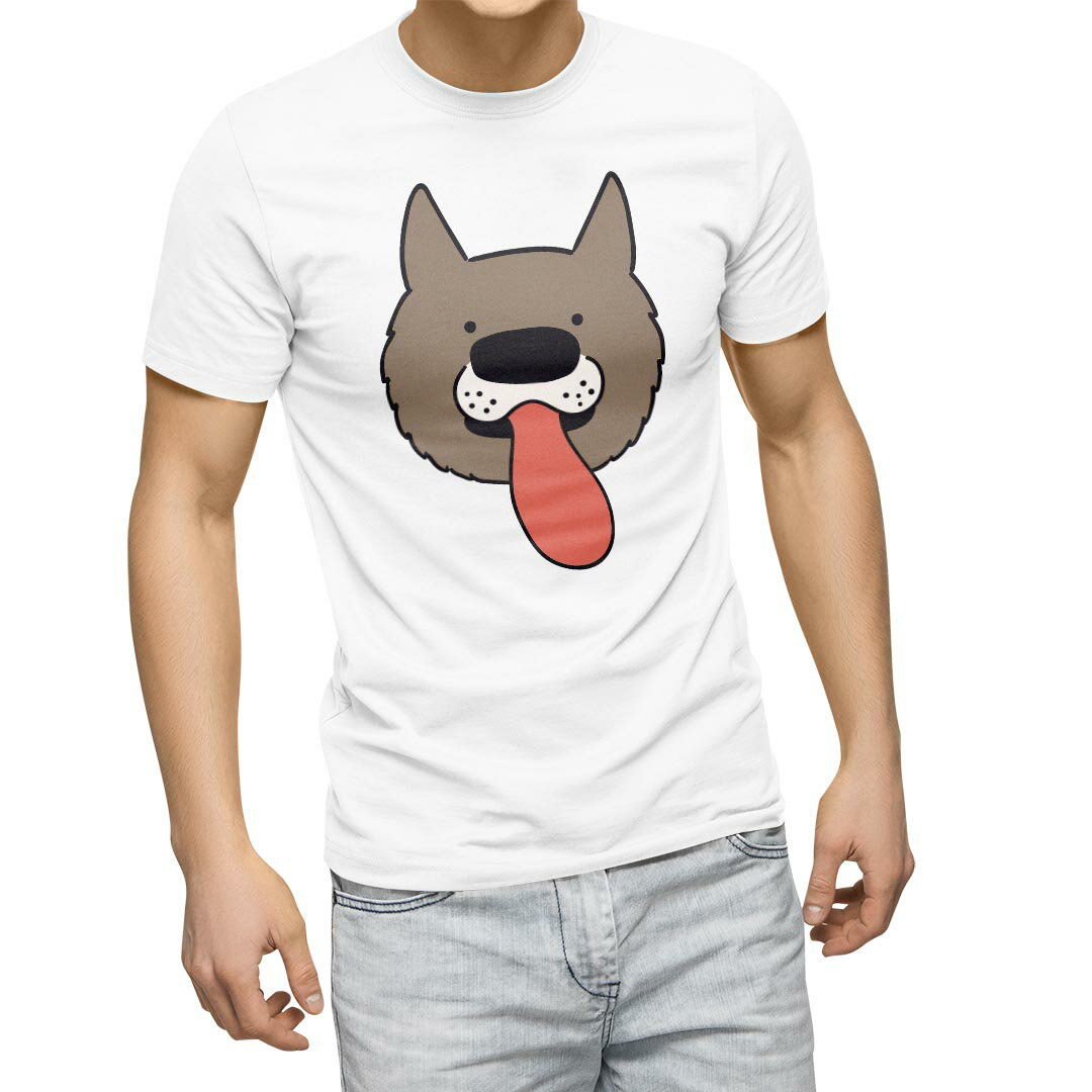 美國風休閑裝 - Tシャツ メンズ 半袖 ホワイト グレー デザイン S M L XL 2XL Tシャツ ティーシャツ T shirt 022564 犬 dog かわいい