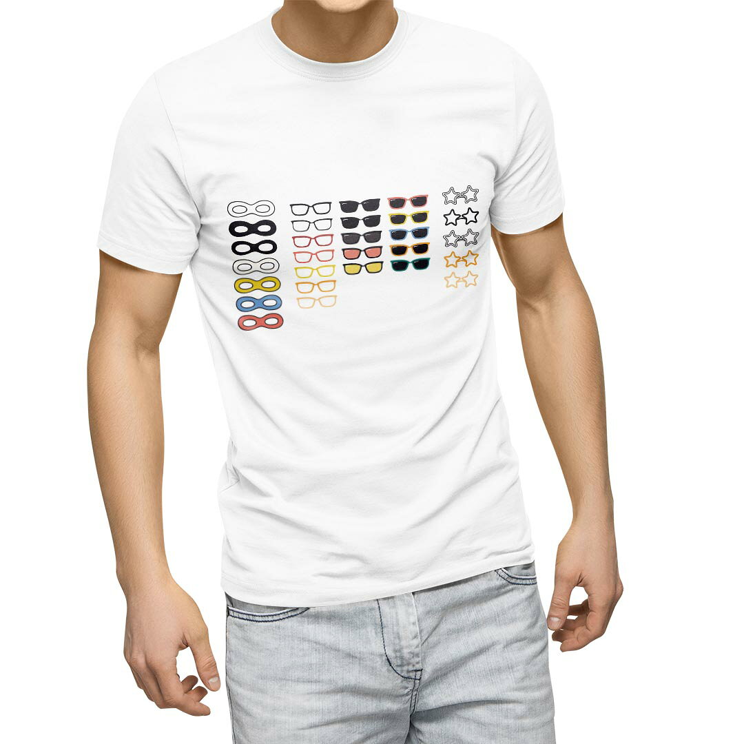 Shirts, T-Shirts - Tシャツ メンズ 半袖 ホワイト グレー デザイン S M L XL 2XL Tシャツ ティーシャツ T shirt 022567 めがね 眼鏡