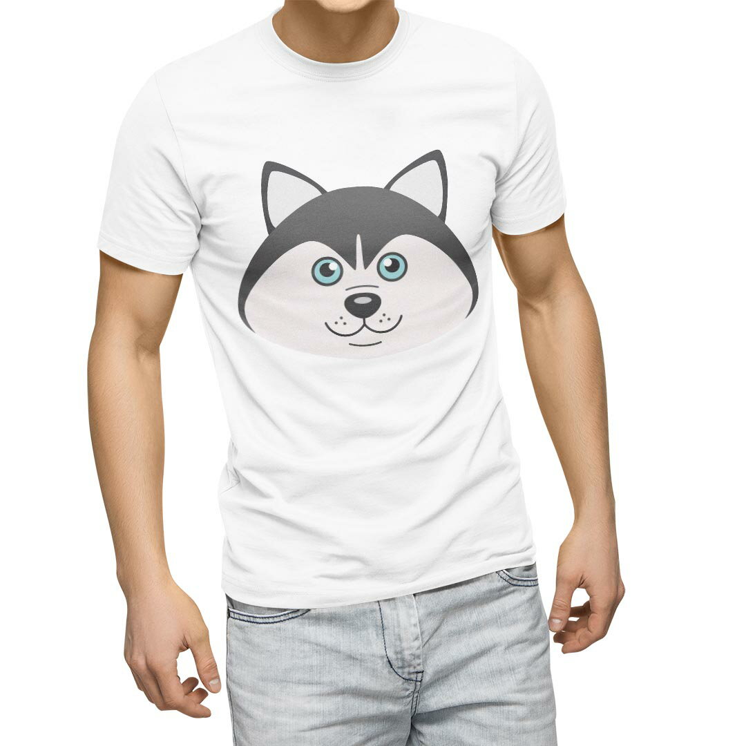 Tシャツ メンズ 半袖 ホワイト グレー デザイン S M L XL 2XL Tシャツ ティーシャツ T shirt 022577 犬 dog かわいい