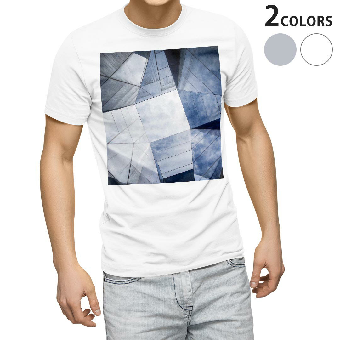 Sport - Tシャツ メンズ 半袖 ホワイト グレー デザイン S M L XL 2XL Tシャツ ティーシャツ T shirt 022882 建築物　写真