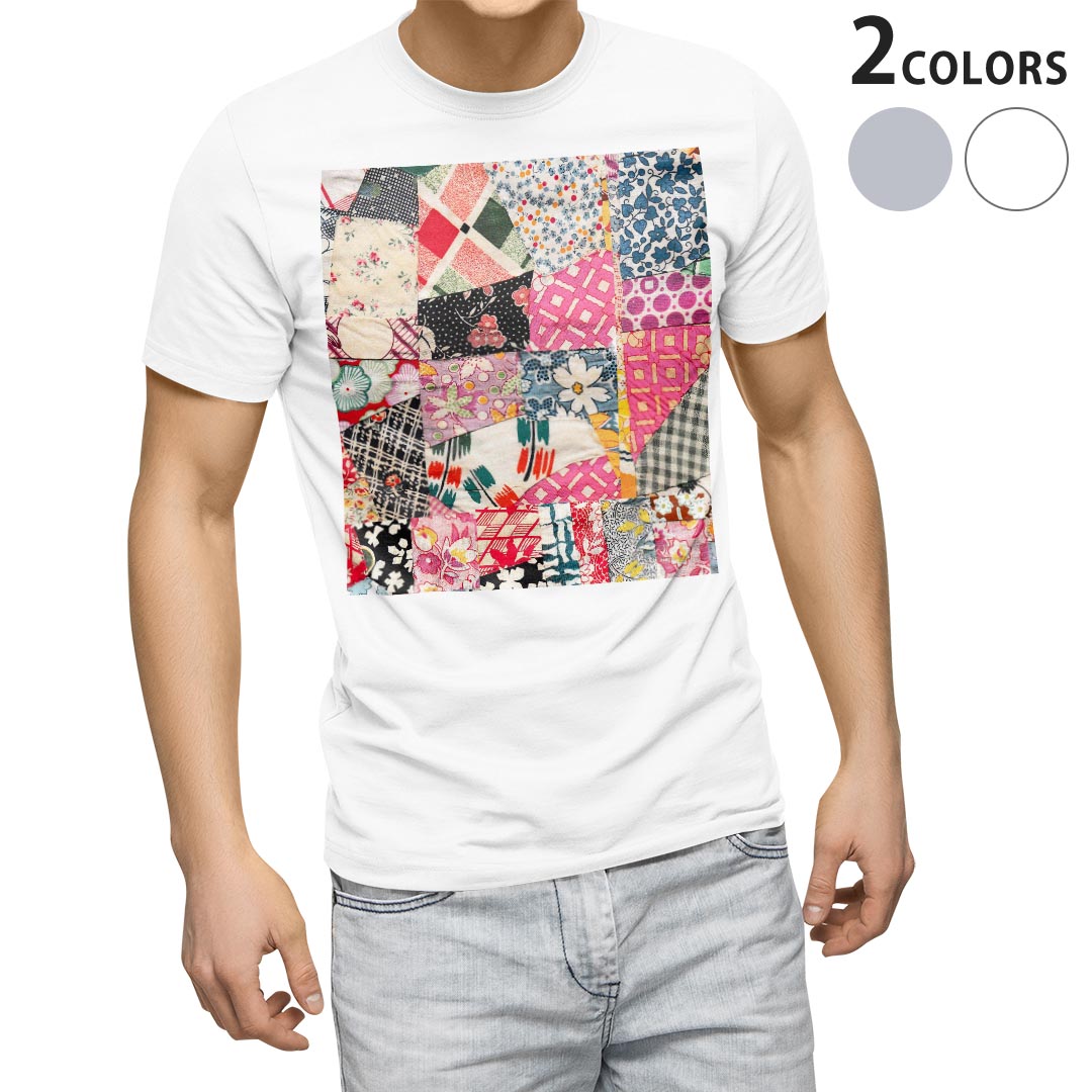 Tシャツ メンズ 半袖 ホワイト グレー デザイン S M L XL 2XL Tシャツ ティーシャツ T shirt 023255 カラフル　模様　花
