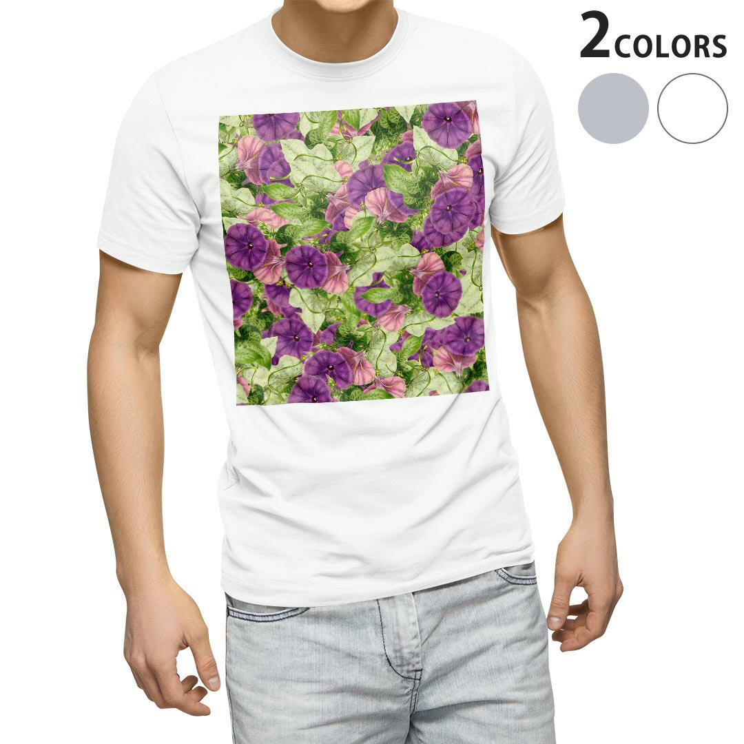 Tシャツ メンズ 半袖 ホワイト グレー デザイン S M L XL 2XL Tシャツ ティーシャツ T shirt 023287 花 フラワー 柄