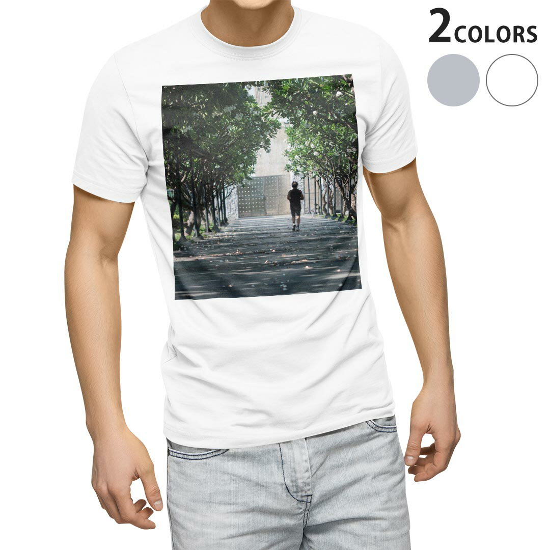 Tシャツ メンズ 半袖 ホワイト グレー デザイン S M L XL 2XL Tシャツ ティーシャツ T shirt 023551 風景 運動 木
