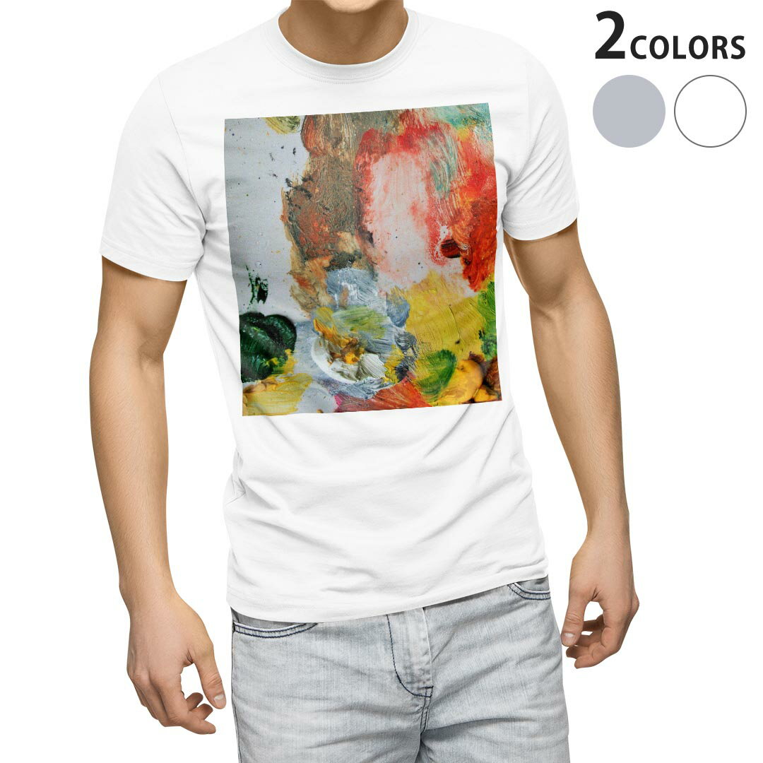 Tシャツ メンズ 半袖 ホワイト グレー デザイン S M L XL 2XL Tシャツ ティーシャツ T shirt 023640 絵具　カラフル(4)