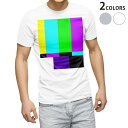 楽天kabeコレTシャツ メンズ 半袖 ホワイト グレー デザイン S M L XL 2XL Tシャツ ティーシャツ T shirt 023808 テレビエラー　カラーバー