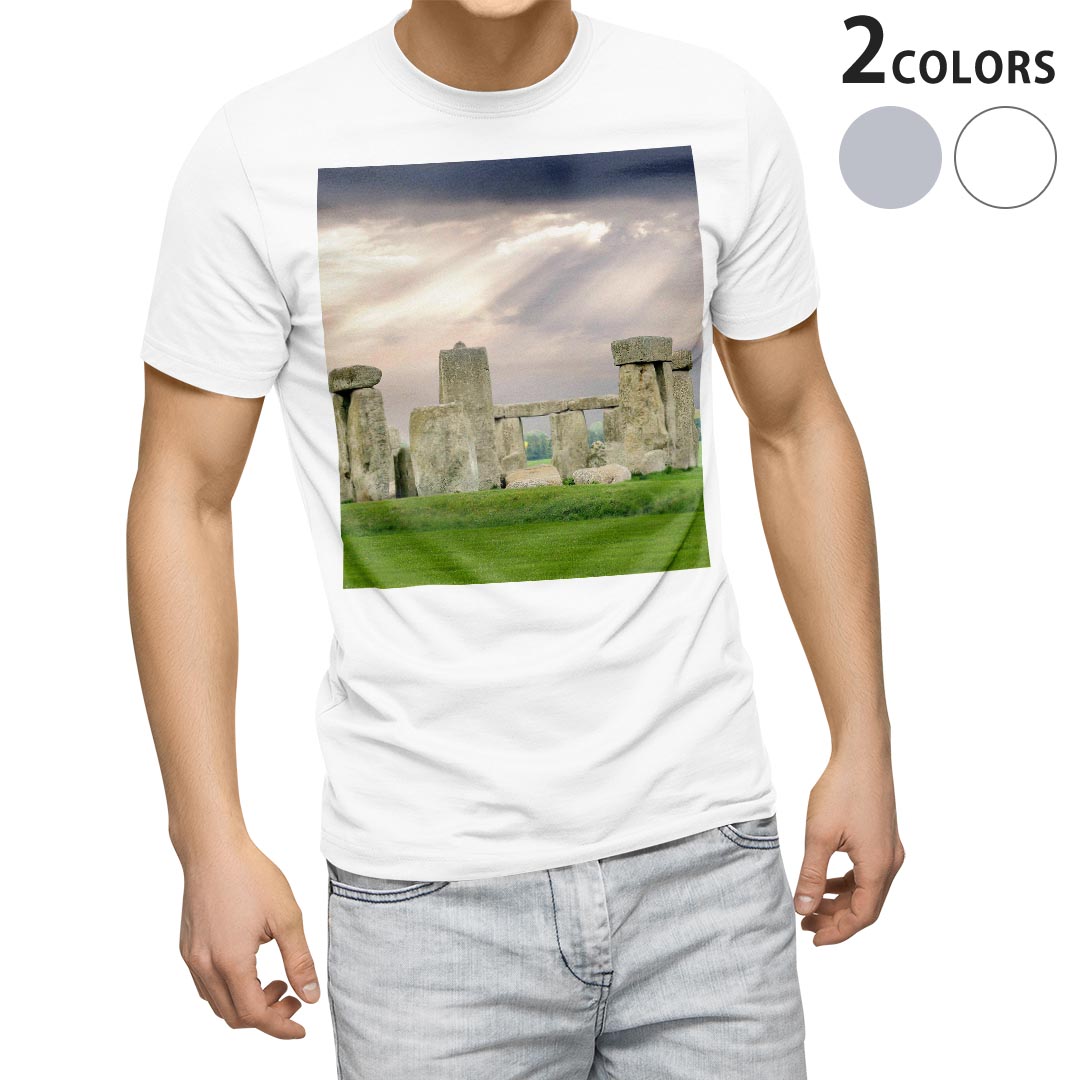 Rakuten - Tシャツ メンズ 半袖 ホワイト グレー デザイン S M L XL 2XL Tシャツ ティーシャツ T shirt 023837 建造物　景色