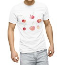 Tシャツ メンズ 半袖 ホワイト グレー デザイン S M L XL 2XL Tシャツ ティーシャツ T shirt 031559 バレンタイン サクランボ