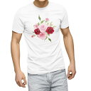 Tシャツ メンズ 半袖 ホワイト グレー デザイン S M L XL 2XL Tシャツ ティーシャツ T shirt 031698 バラ 花束