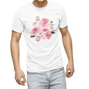 Tシャツ メンズ 半袖 ホワイト グレー デザイン S M L XL 2XL Tシャツ ティーシャツ T shirt 031700 花 バラ 花束