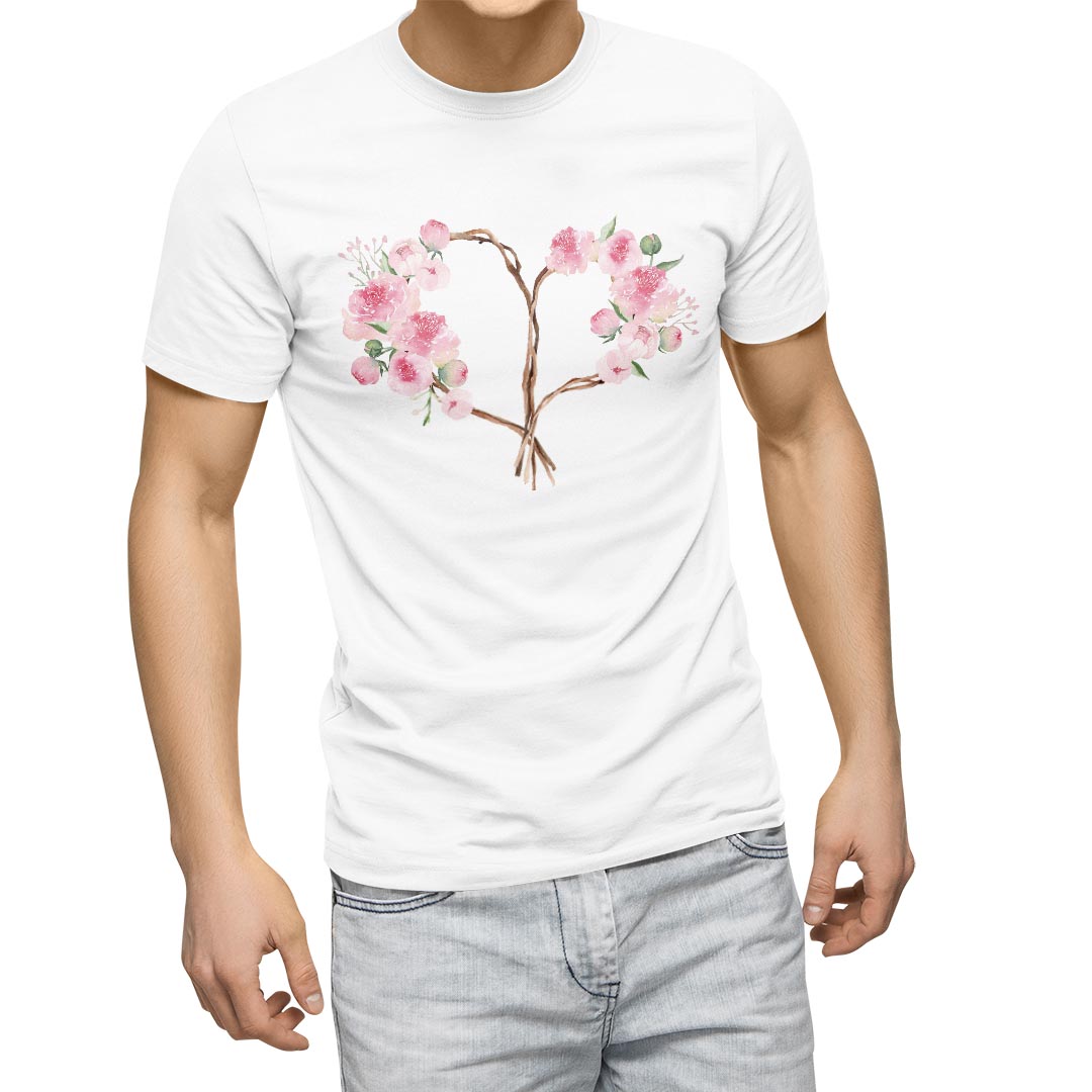 Rakuten - Tシャツ メンズ 半袖 ホワイト グレー デザイン S M L XL 2XL Tシャツ ティーシャツ T shirt 031703 花 薔薇 ハート