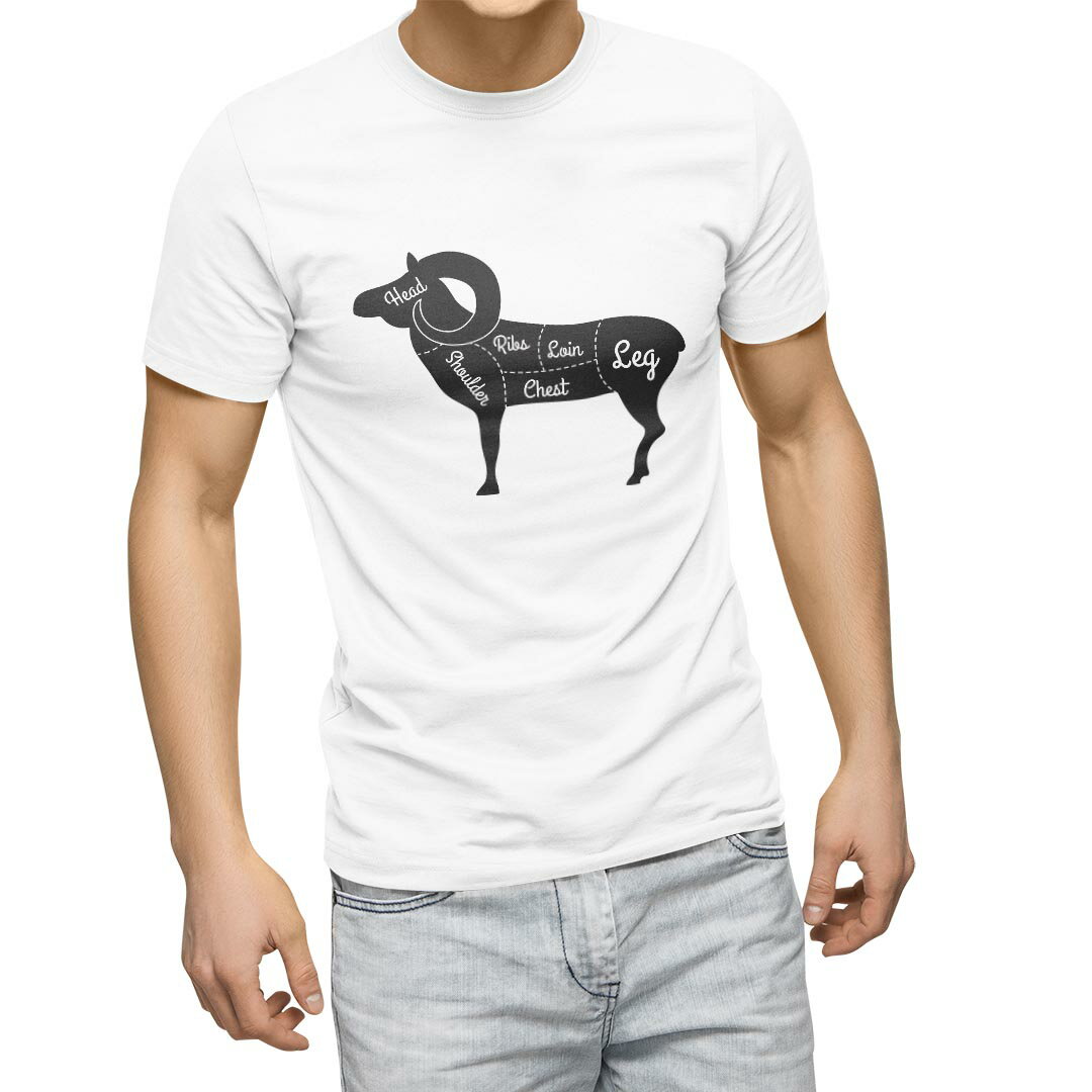 Tシャツ メンズ 半袖 ホワイト グレー デザイン S M L XL 2XL Tシャツ ティーシャツ T shirt 031916 羊..