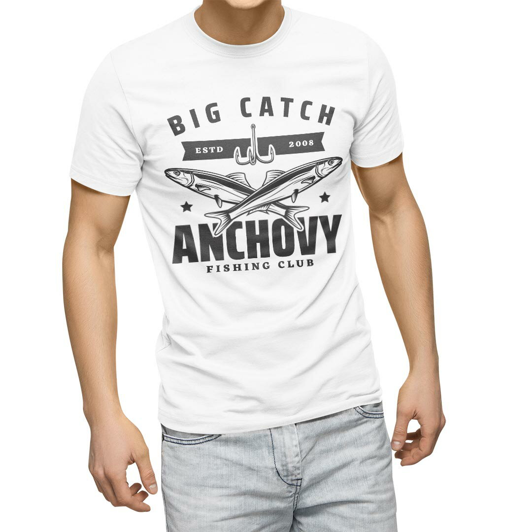 Tシャツ メンズ 半袖 ホワイト グレー デザイン S M L XL 2XL Tシャツ ティーシャツ T shirt 032166 fishing