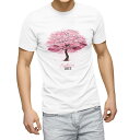 Tシャツ メンズ 半袖 ホワイト グレー デザイン S M L XL 2XL Tシャツ ティーシャツ T shirt 032222 桜 sakura