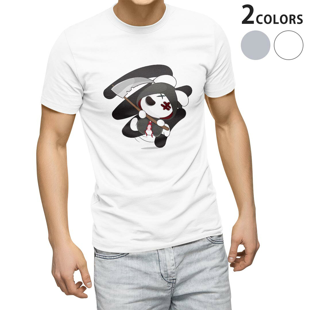 Character - Tシャツ メンズ 半袖 ホワイト グレー デザイン S M L XL 2XL Tシャツ ティーシャツ T shirt 032562 ハロウィン キャラクター