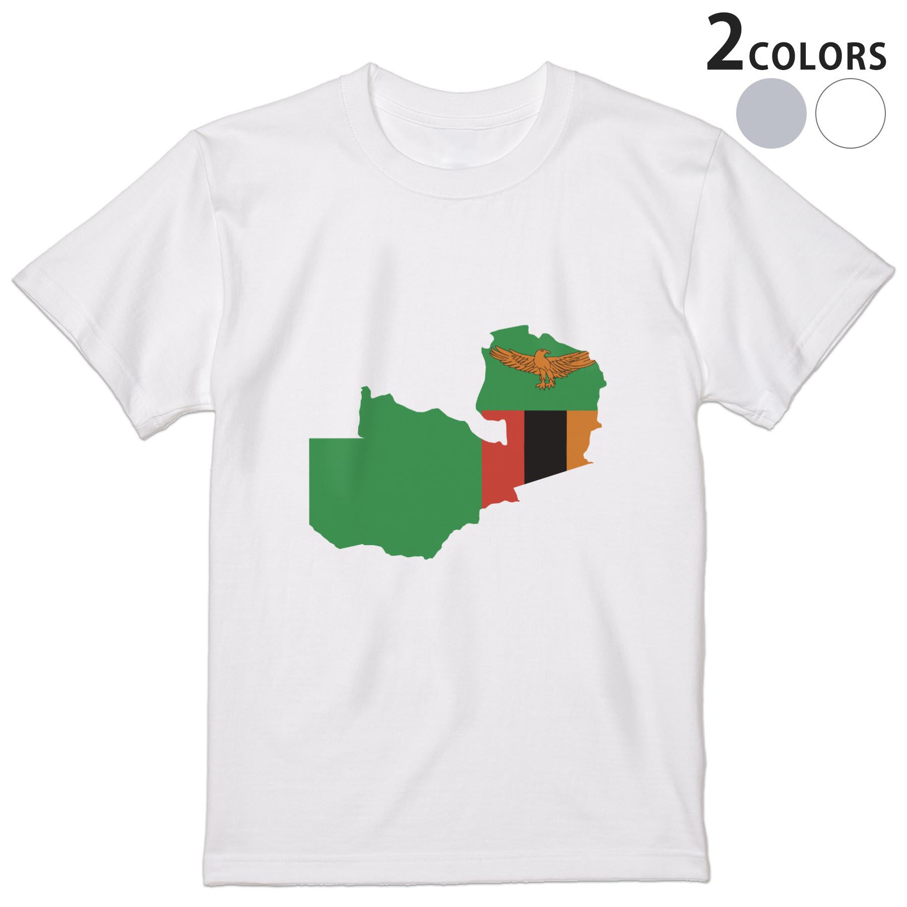 Shirts, T-Shirts - Tシャツ メンズ 半袖 ホワイト グレー デザイン S M L XL 2XL Tシャツ ティーシャツ T shirt 034617 ZAMBIA　ザンビア
