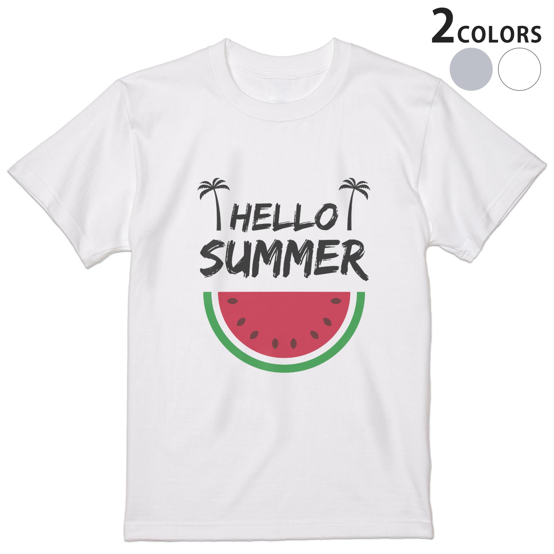 Tシャツ メンズ 半袖 ホワイト グレー デザイン S M L XL 2XL Tシャツ ティーシャツ T shirt 034740 スイカ　summer