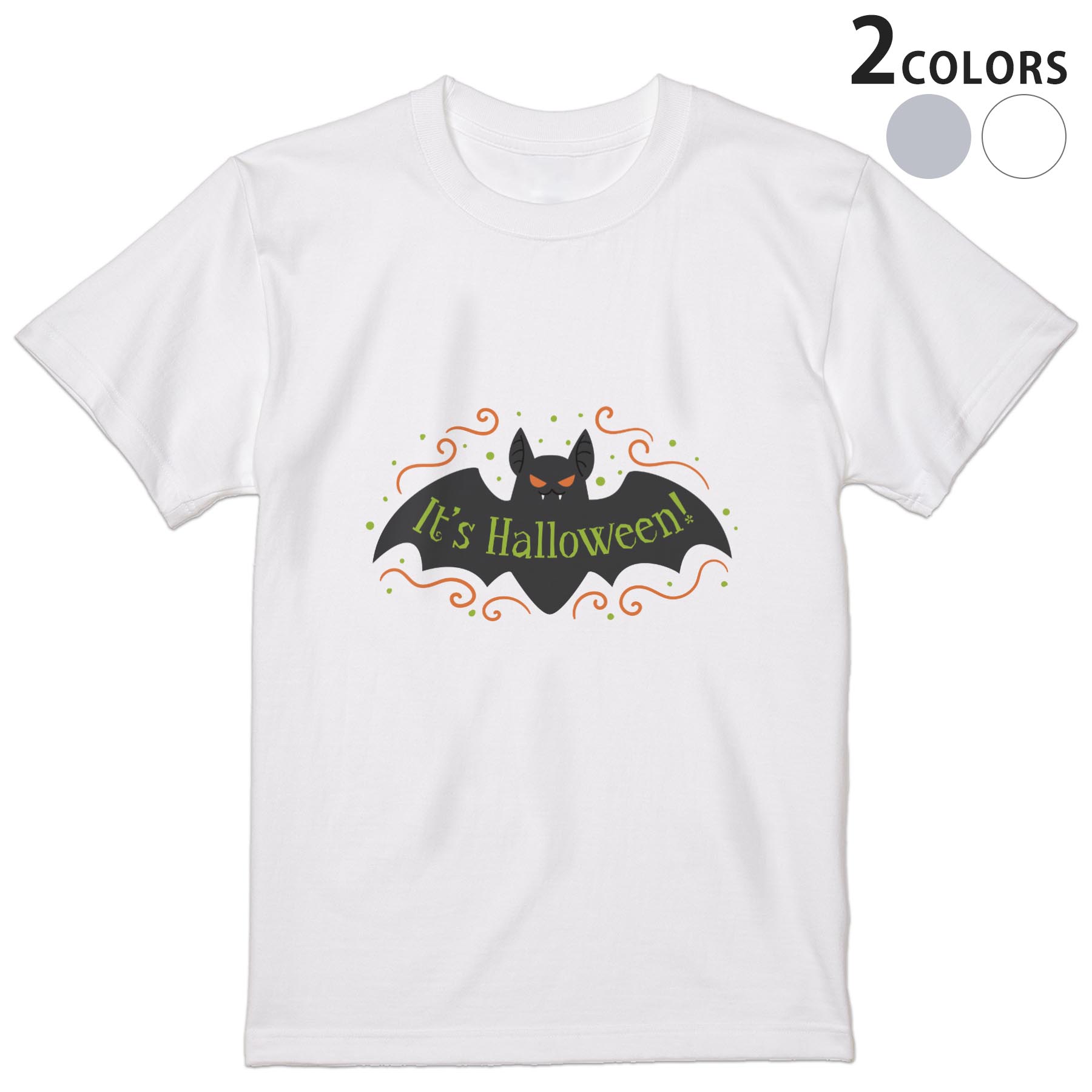 Rakuten - Tシャツ メンズ 半袖 ホワイト グレー デザイン S M L XL 2XL Tシャツ ティーシャツ T shirt 035509 ハロウィン こうもり かわいい
