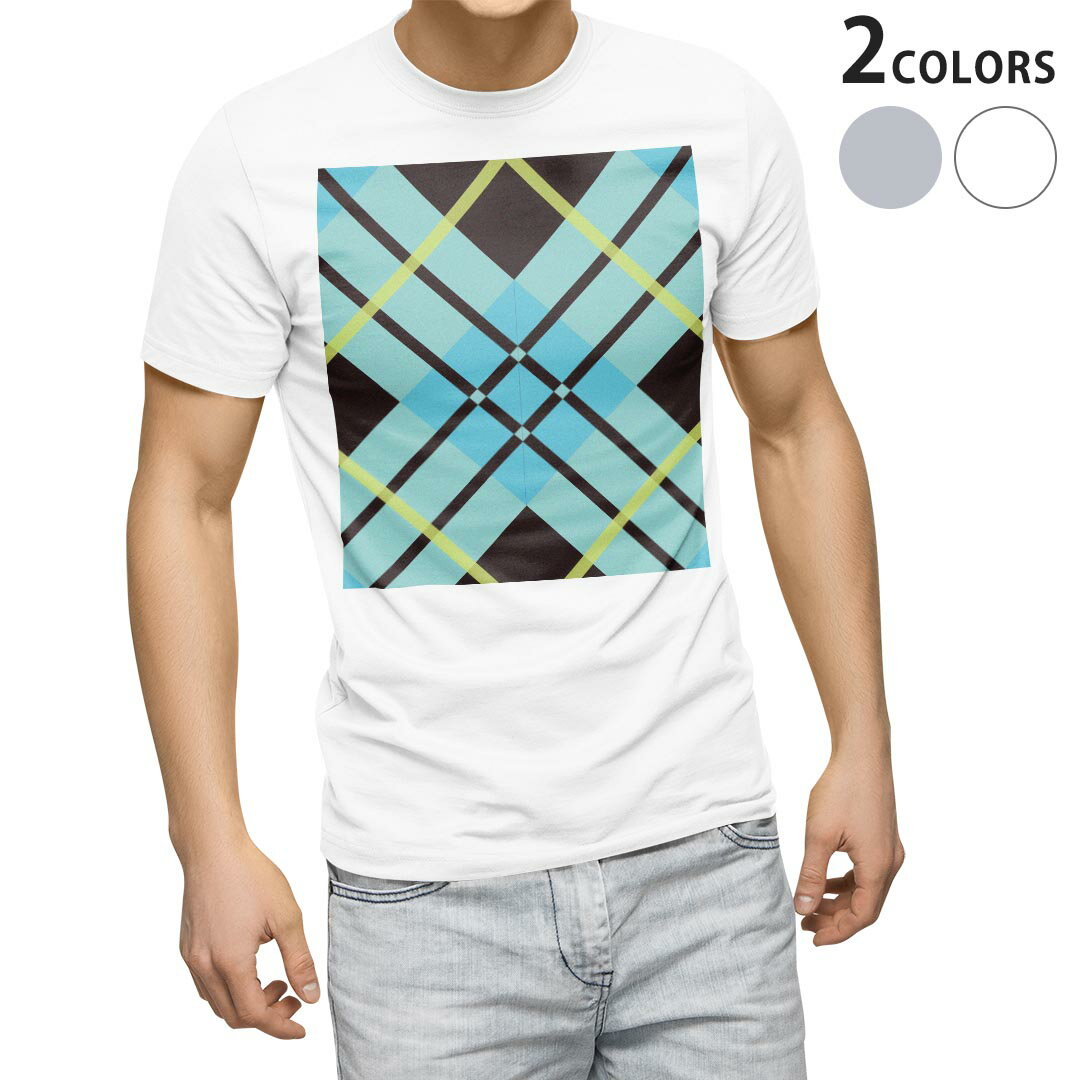 Tシャツ メンズ 半袖 ホワイト グレー デザイン S M L XL 2XL Tシャツ ティーシャツ T shirt 004036 チェック 青 黒