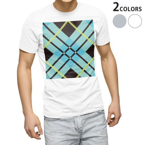 Tシャツ メンズ 半袖 ホワイト グレー デザイン S M L XL 2XL Tシャツ ティーシャツ T shirt 004036 チェック 青 黒