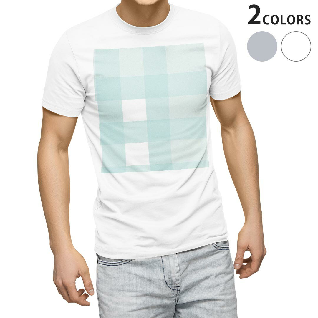 Rakuten - Tシャツ メンズ 半袖 ホワイト グレー デザイン S M L XL 2XL Tシャツ ティーシャツ T shirt 004223 チェック　青　白