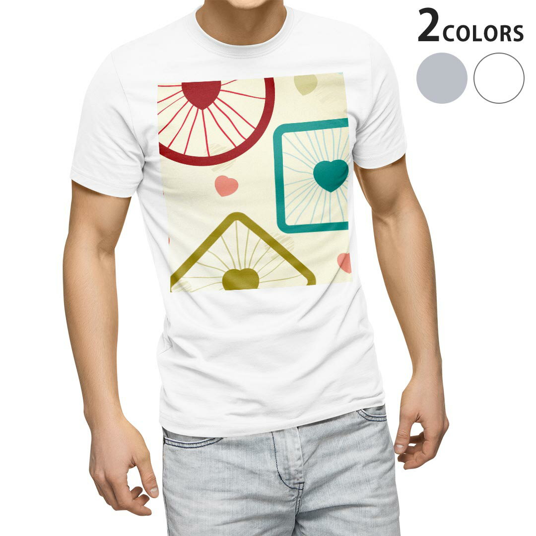 Rakuten - Tシャツ メンズ 半袖 ホワイト グレー デザイン S M L XL 2XL Tシャツ ティーシャツ T shirt 004262 ハート　カラフル　模様