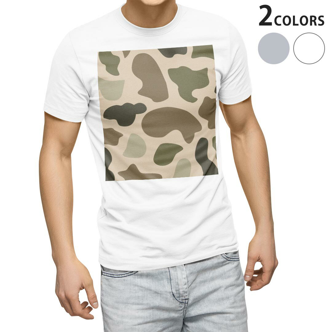 Tシャツ メンズ 半袖 ホワイト グレー デザイン S M L XL 2XL Tシャツ ティーシャツ T shirt 004274 迷彩 カモフラ 模様