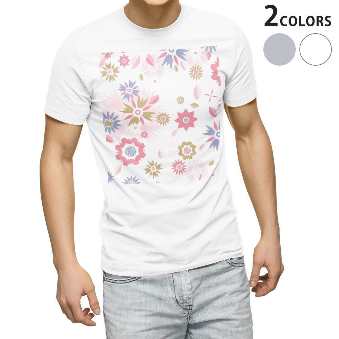 Spain （Clubs） - Tシャツ メンズ 半袖 ホワイト グレー デザイン S M L XL 2XL Tシャツ ティーシャツ T shirt 004325 花　ピンク