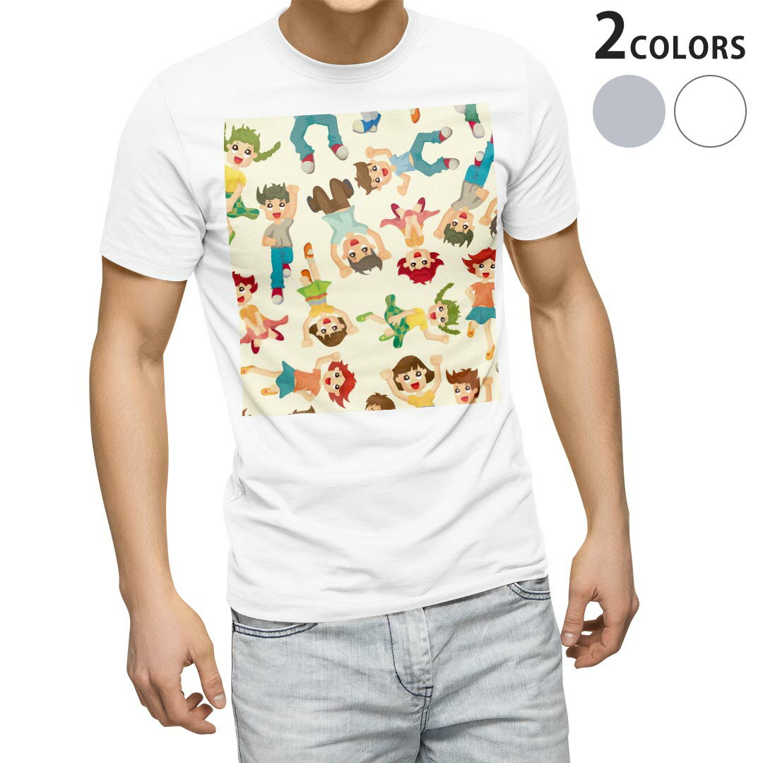 Character - Tシャツ メンズ 半袖 ホワイト グレー デザイン S M L XL 2XL Tシャツ ティーシャツ T shirt 004381 キャラクター　模様