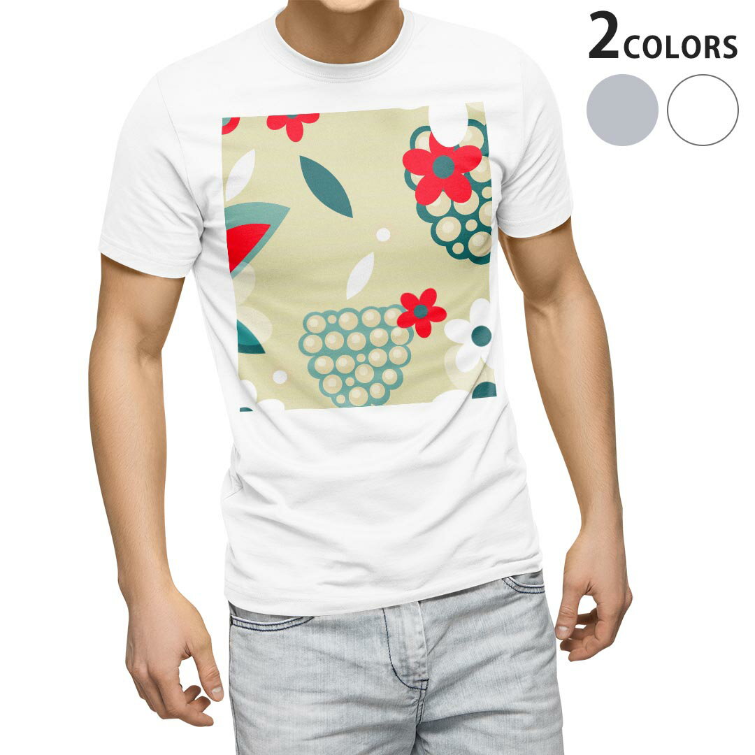 Shirts, T-Shirts - Tシャツ メンズ 半袖 ホワイト グレー デザイン S M L XL 2XL Tシャツ ティーシャツ T shirt 004430 花　赤　白