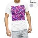 Tシャツ メンズ 半袖 ホワイト グレー デザイン S M L XL 2XL Tシャツ ティーシャツ T shirt 004876 花 紫