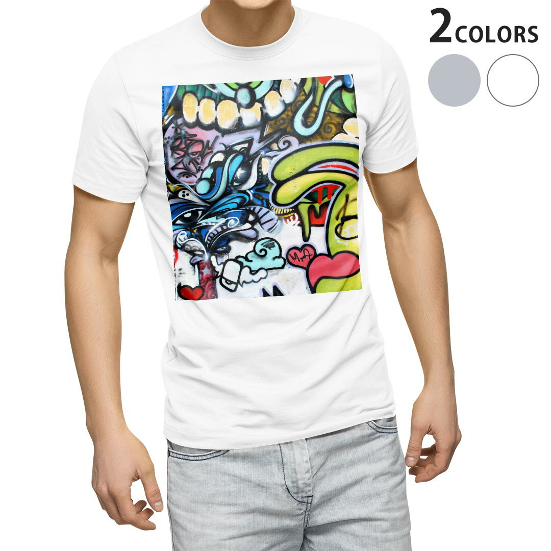 Tシャツ メンズ 半袖 ホワイト グレー デザイン S M L XL 2XL Tシャツ ティーシャツ T shirt 005009 イラスト キャラクター モンスター