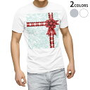 Tシャツ メンズ 半袖 ホワイト グレー デザイン S M L XL 2XL Tシャツ ティーシャツ T shirt 005051 リボン プレゼント 赤