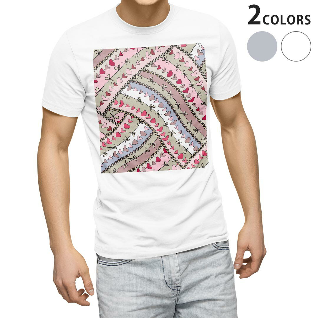 Tシャツ メンズ 半袖 ホワイト グレー デザイン S M L XL 2XL Tシャツ ティーシャツ T shirt 005120 ハート イラスト 模様