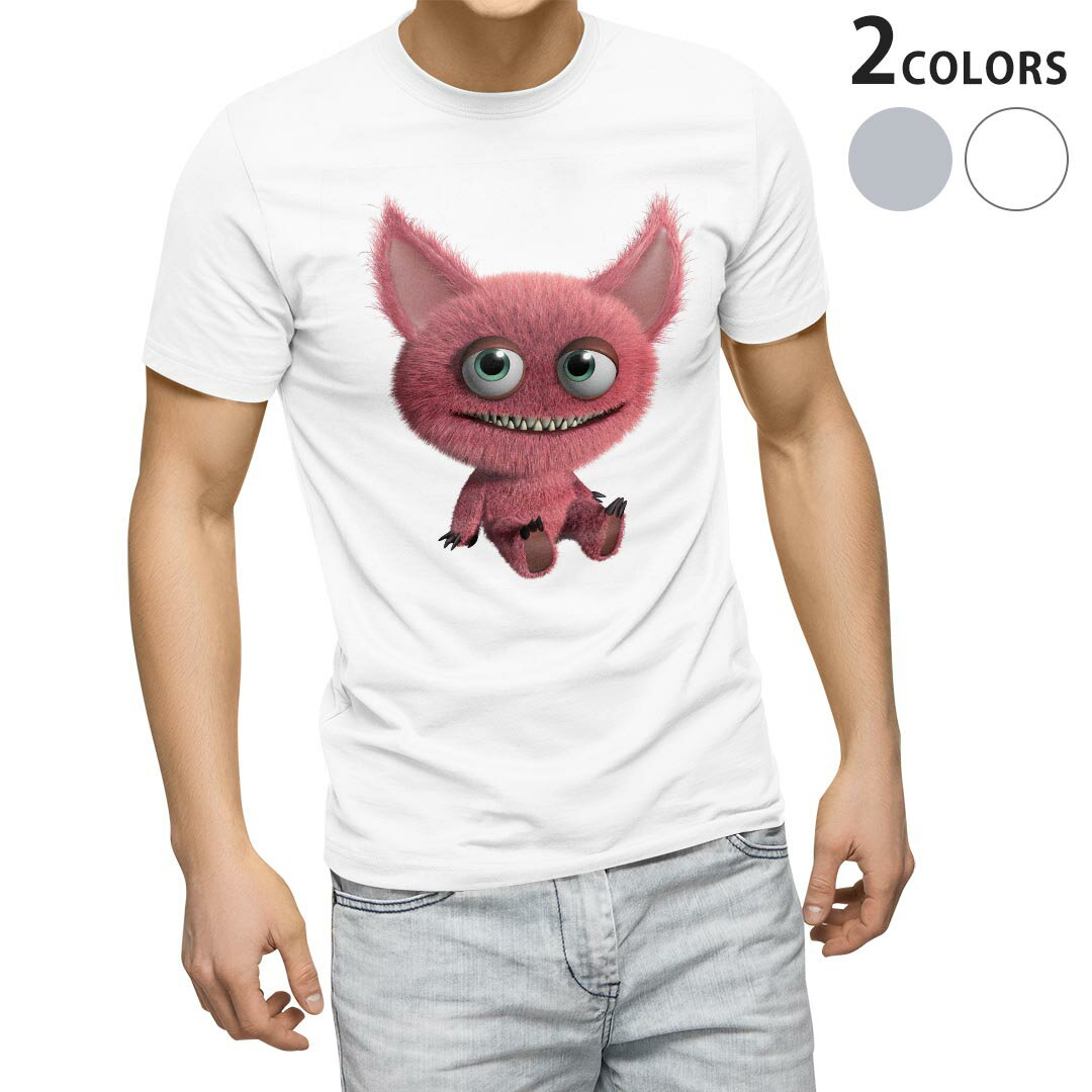Tシャツ メンズ 半袖 ホワイト グレー デザイン S M L XL 2XL Tシャツ ティーシャツ T shirt 005189 モンスター 赤 キャラクター