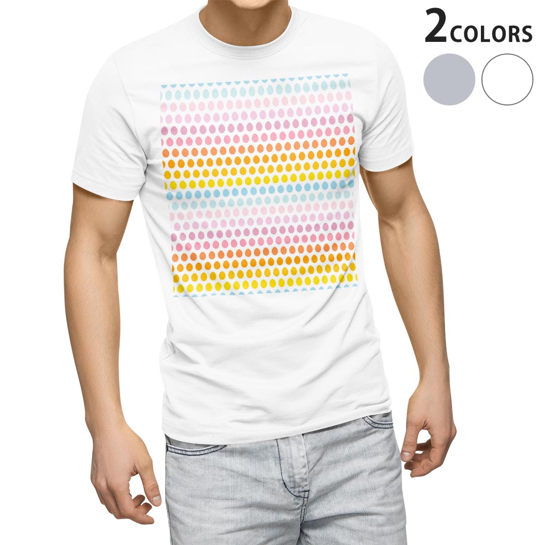 Tシャツ メンズ 半袖 ホワイト グレー デザイン S M L XL 2XL Tシャツ ティーシャツ T shirt 005278 虹色 カラフル 水玉