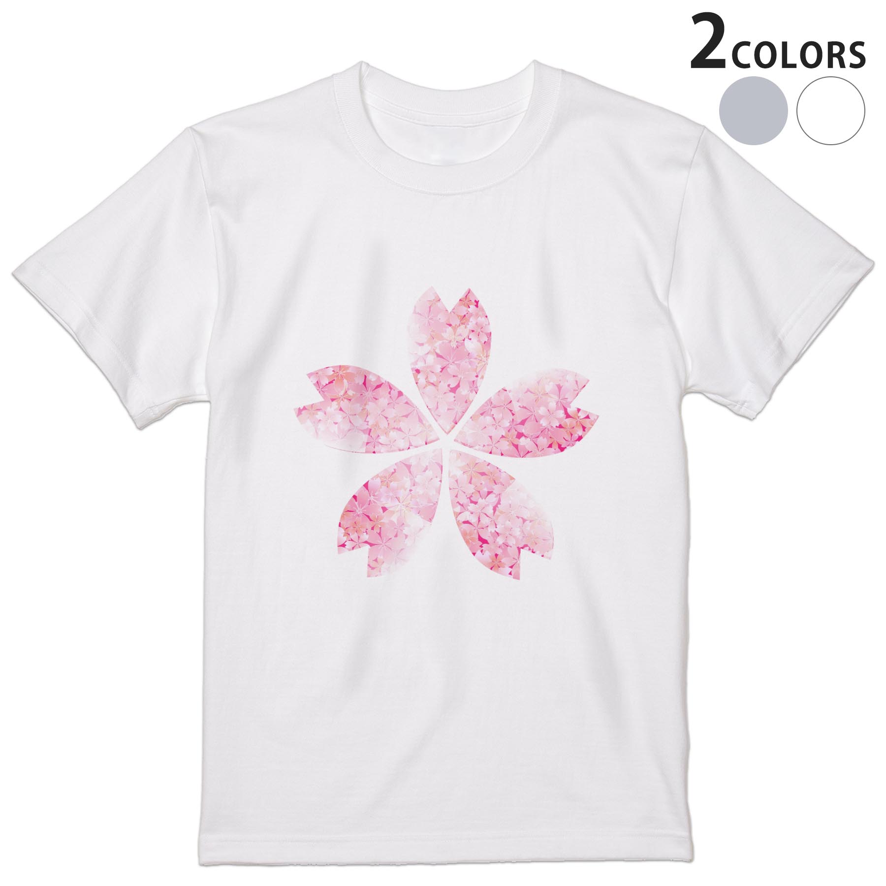 Rakuten - Tシャツ メンズ 半袖 ホワイト グレー デザイン S M L XL 2XL Tシャツ ティーシャツ T shirt 005304 桜　白　ピンク