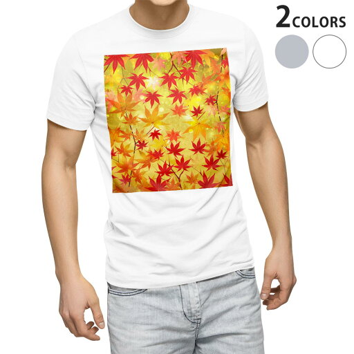 Tシャツ メンズ 半袖 ホワイト グレー デザイン S M L XL 2XL Tシャツ ティーシャツ T shirt 005455 和風 和柄 紅葉