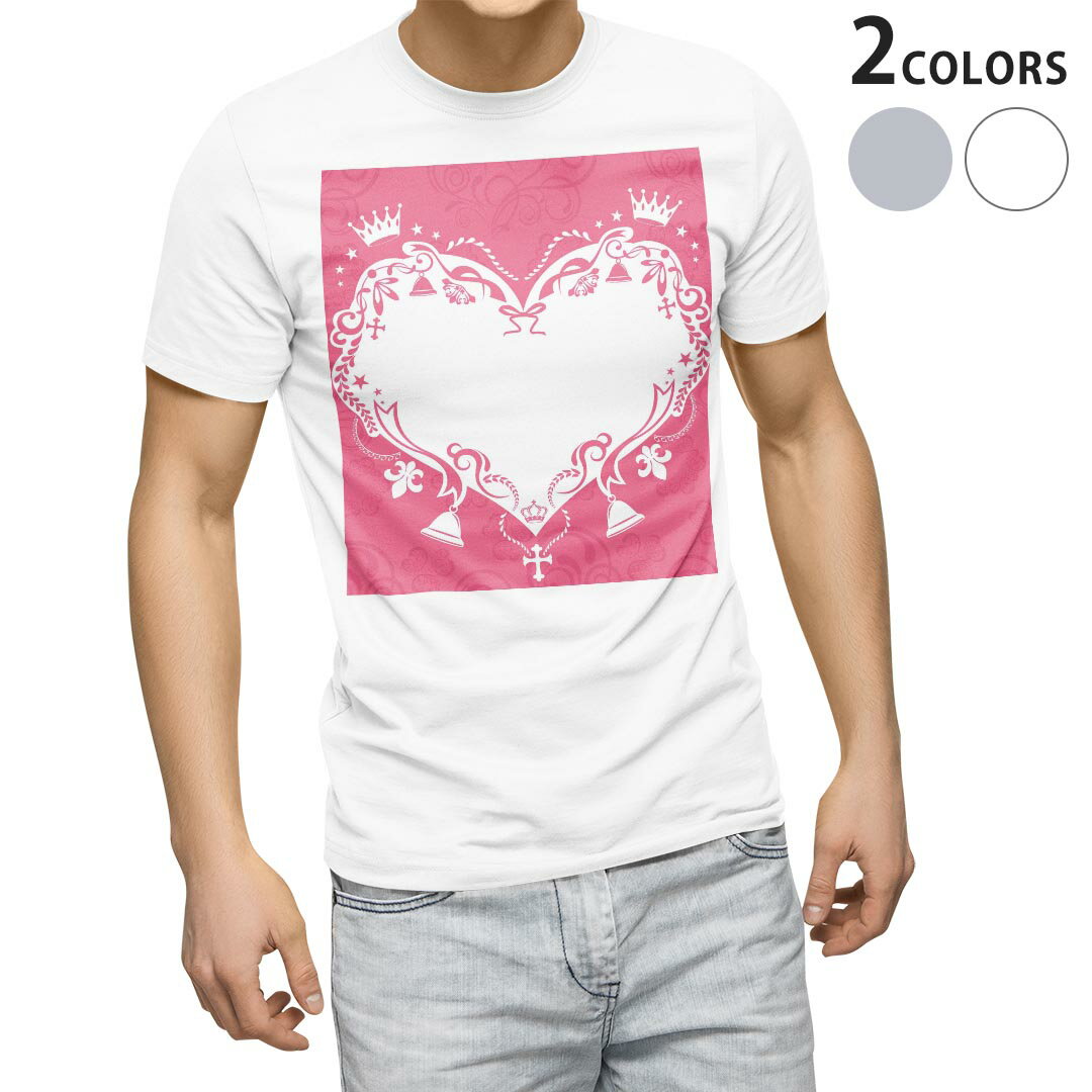Tシャツ メンズ 半袖 ホワイト グレー デザイン S M L XL 2XL Tシャツ ティーシャツ T shirt 005598 ハート ピンク